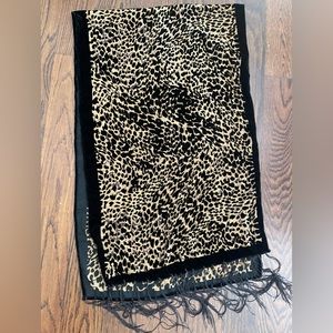 Black animal print scarf or shawl with velour finishes 18 x 60